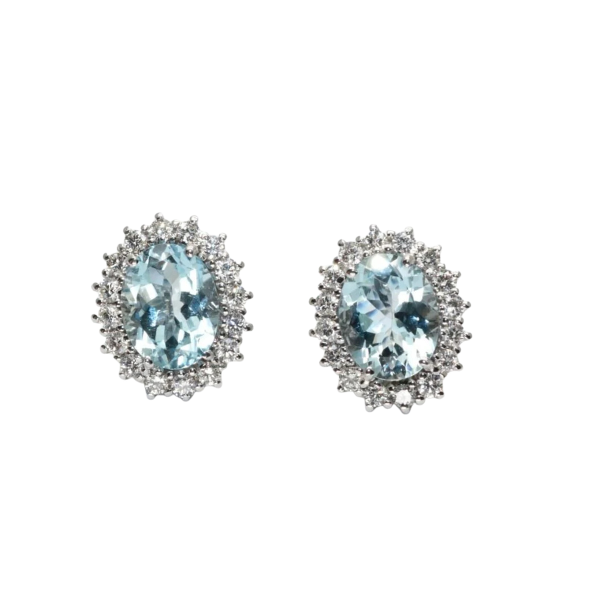 Bibigì White Gold Earrings with Oval Aquamarine and Diamonds