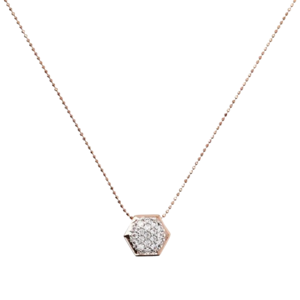 Bronzallure Choker Necklace with Hexagon Pendant and Bright Zircons