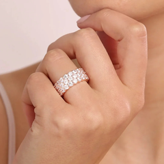 Bronzallure Three-Band Ring in Golden Rosé with Cubic Zirconia