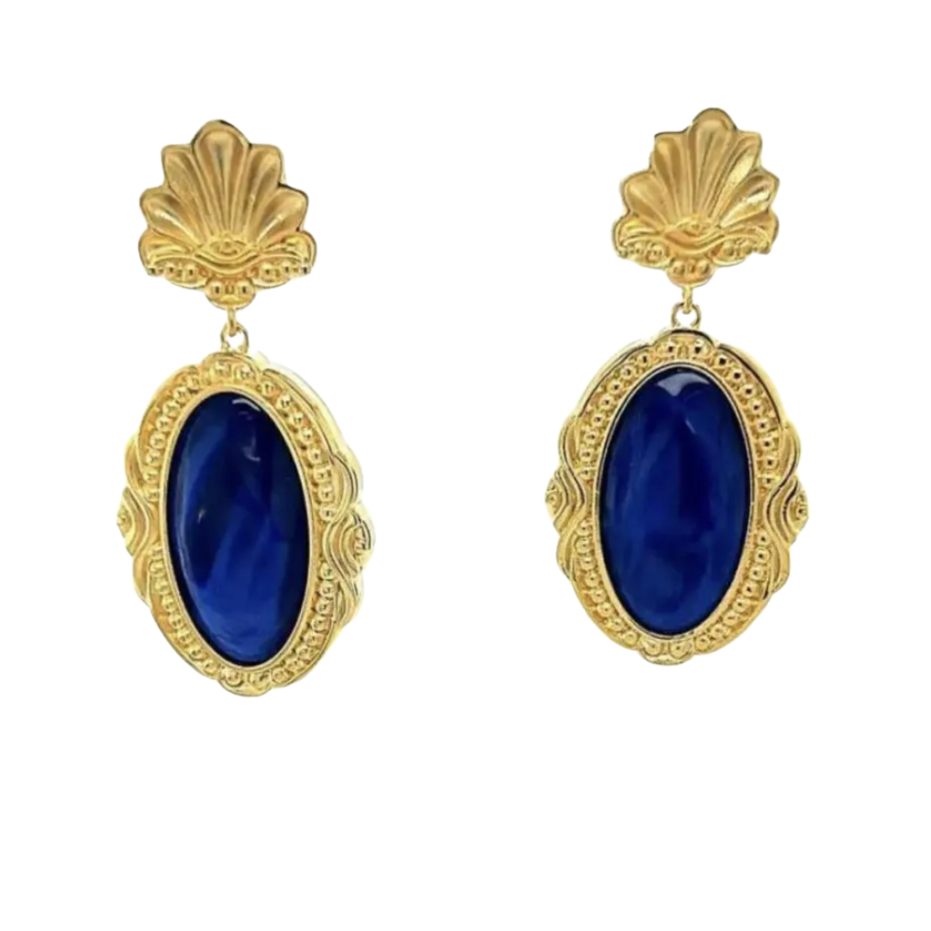Pendientes colgantes Rebecca con polímero azul Brame