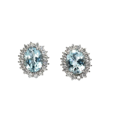 Bibigì White Gold Earrings with Oval Aquamarine and Diamonds
