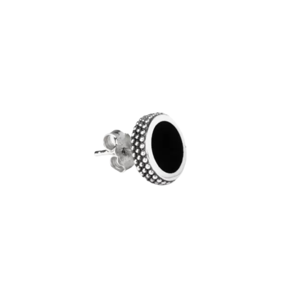 Orecchino Nove25 Singolo Lobo Puntinato Smalto Nero N25ORE00307