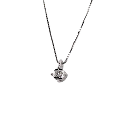 Collana Bibigi In Oro Bianco E Diamante Con Montatura Griffe Dischetto Diamantato -