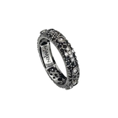 Anillo rosario bruñido Amén con circonitas pavé negras