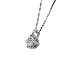 Collana Bibigi In Oro Bianco E Diamante Con Montatura Griffe Dischetto Diamantato -