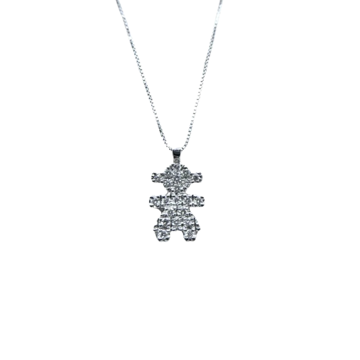 Collana Bibigì In Oro Bianco Con Pendente Bimbo/ Bimba E Diamanti -