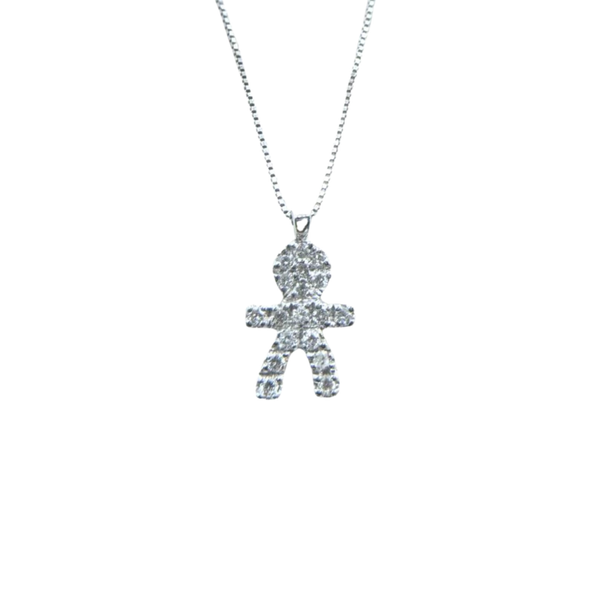 Bibigì Necklace in White Gold with Baby Boy/Girl Pendant and Diamonds