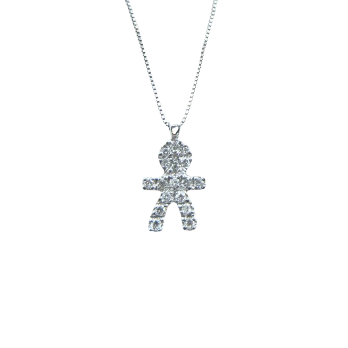 Collana Bibigì In Oro Bianco Con Pendente Bimbo/ Bimba E Diamanti -
