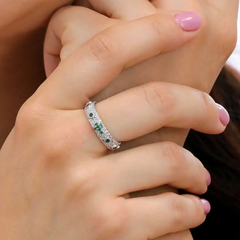Anello Amen Rosario Con Zirconi Pavè Verdi AROZBV