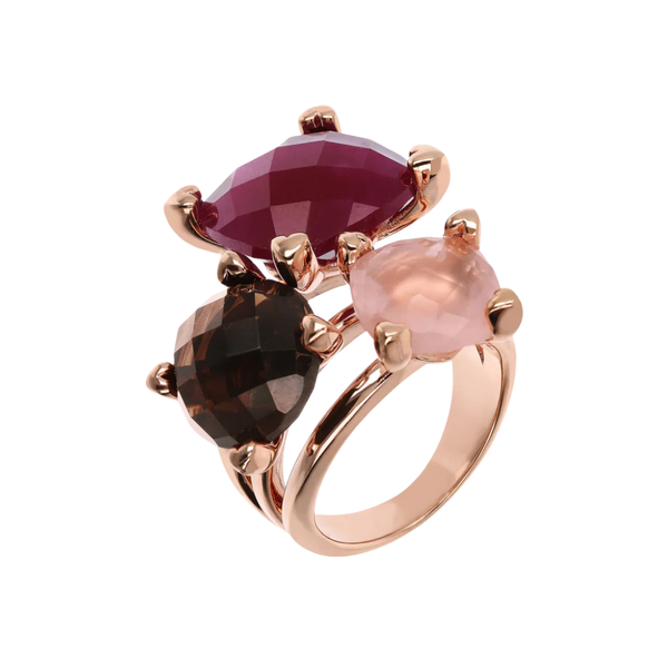 Anello Bronzallure Trilogy Con Pietre Naturali E Castoni A Cuore WSBZ01831.WA