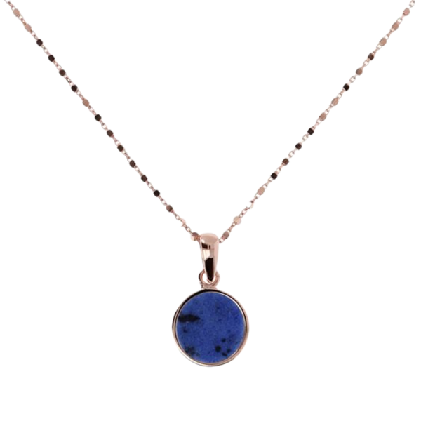 Bronzallure Necklace with Mini Disc Pendant in Natural Stone