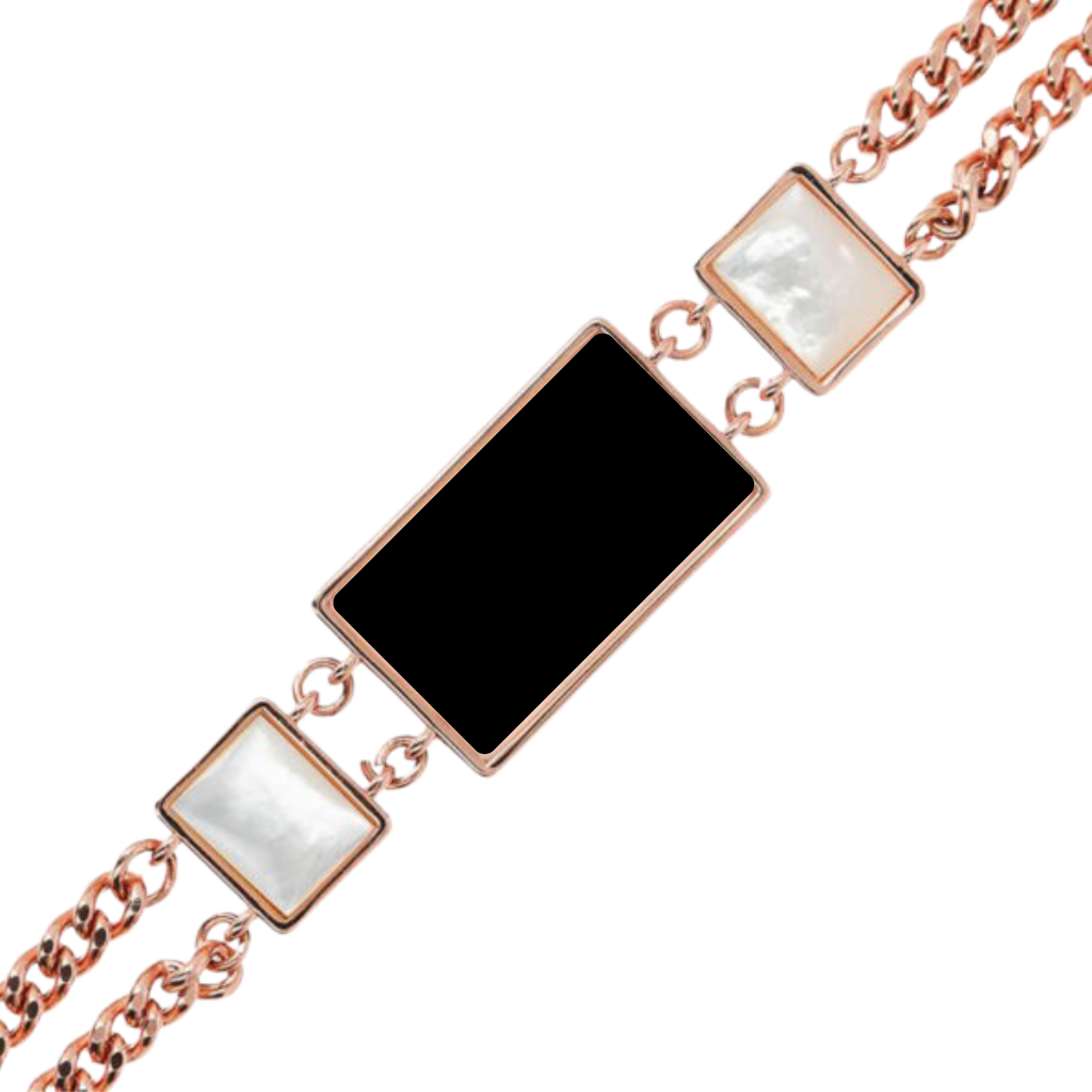 Bracciale Bronzallure Con Onice E Madreperla Rettangolare In Golden Rose WSBZ01783.BO