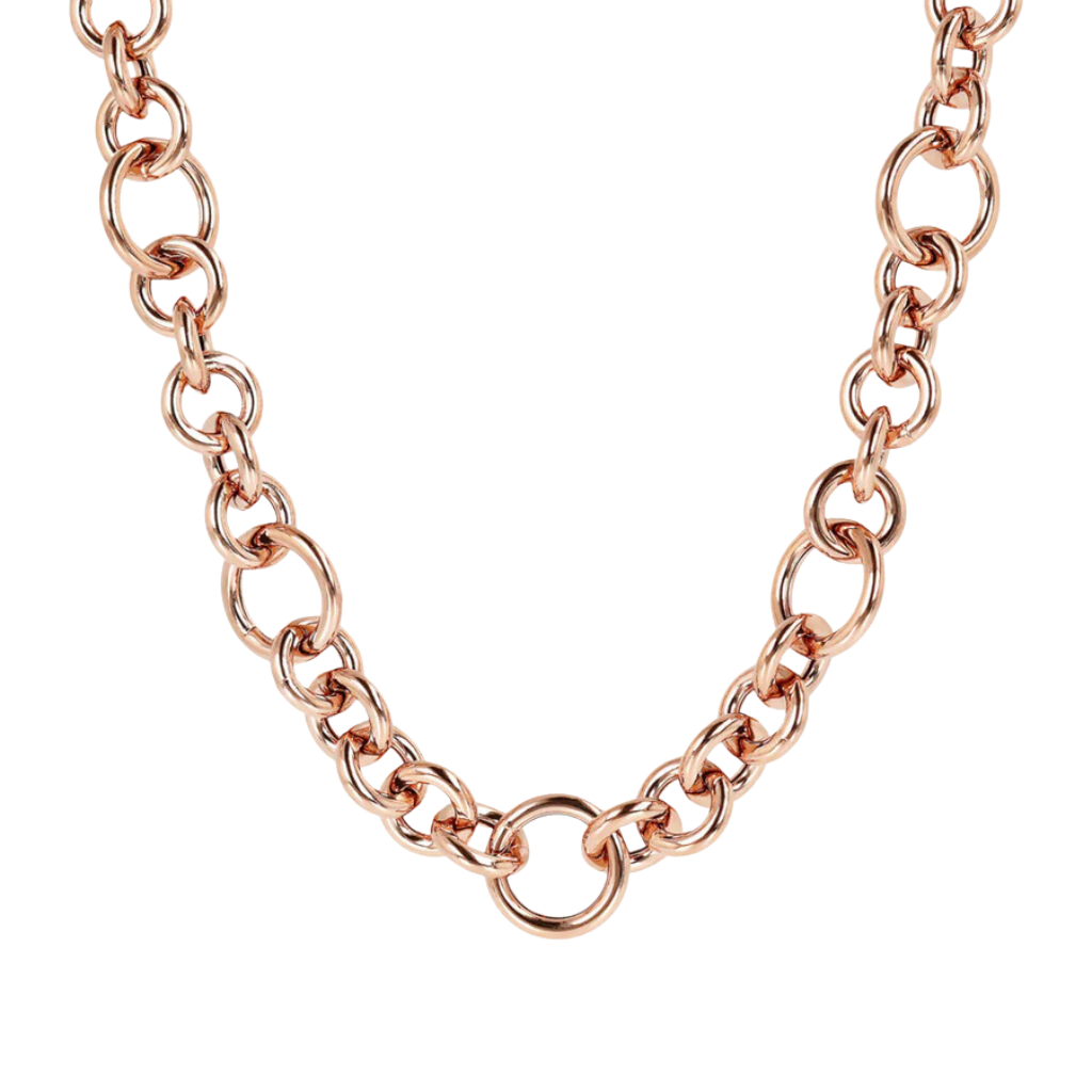 Bronzallure Necklace with Rolo Chain and Golden Rose Rings
