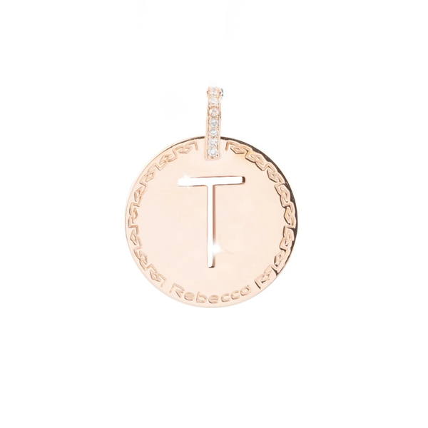 Rebecca Charm Mi Alfabeto Inicial Letra T Grande Rosa con Circonita