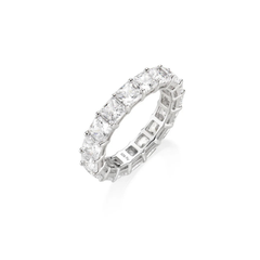 Anillo de eternidad de diamantes para mujer Amen con circonita blanca de corte cuadrado