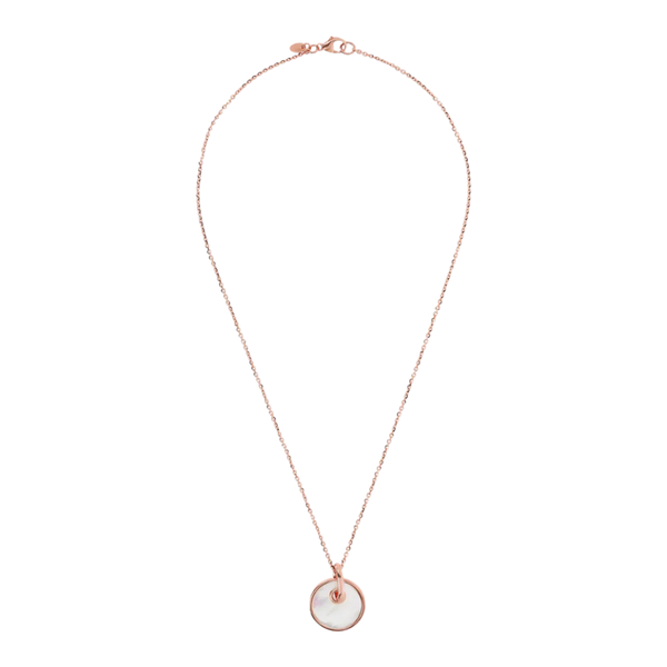 Bronzallure Necklace with Flat Natural Stone Button Pendant