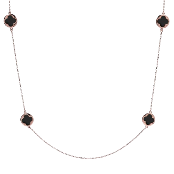 Bronzallure Long Necklace with Small Four-Leaf Clover