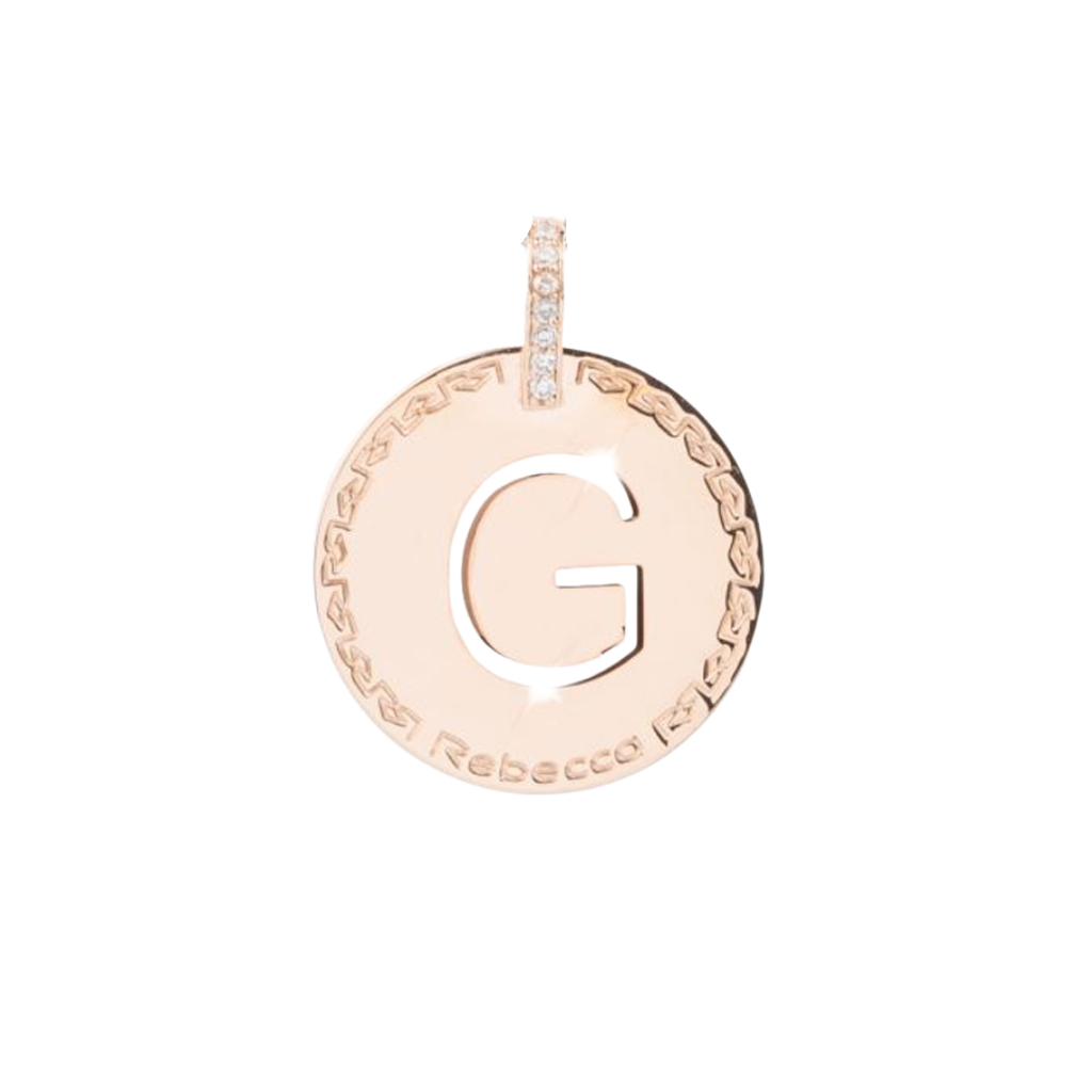 Rebecca Charm Mi Alfabeto Inicial Letra G Grande Rosa con Circonita