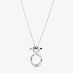 Collar Pandora de doble círculo con barra en T
