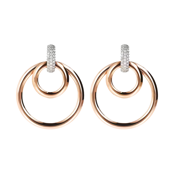 Pendientes con colgante de doble aro y pavé Bronzallure
