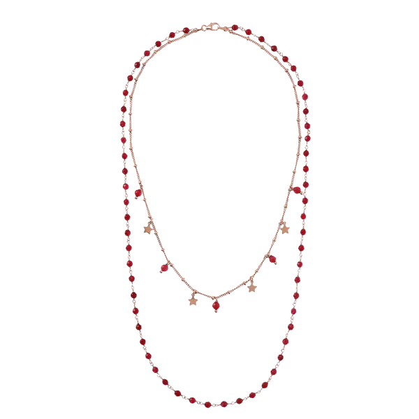 Bronzallure Two-Strand Necklace with Stone Spheres and Stars