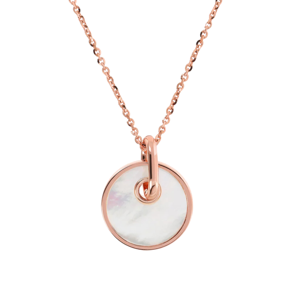Bronzallure Necklace with Flat Natural Stone Button Pendant