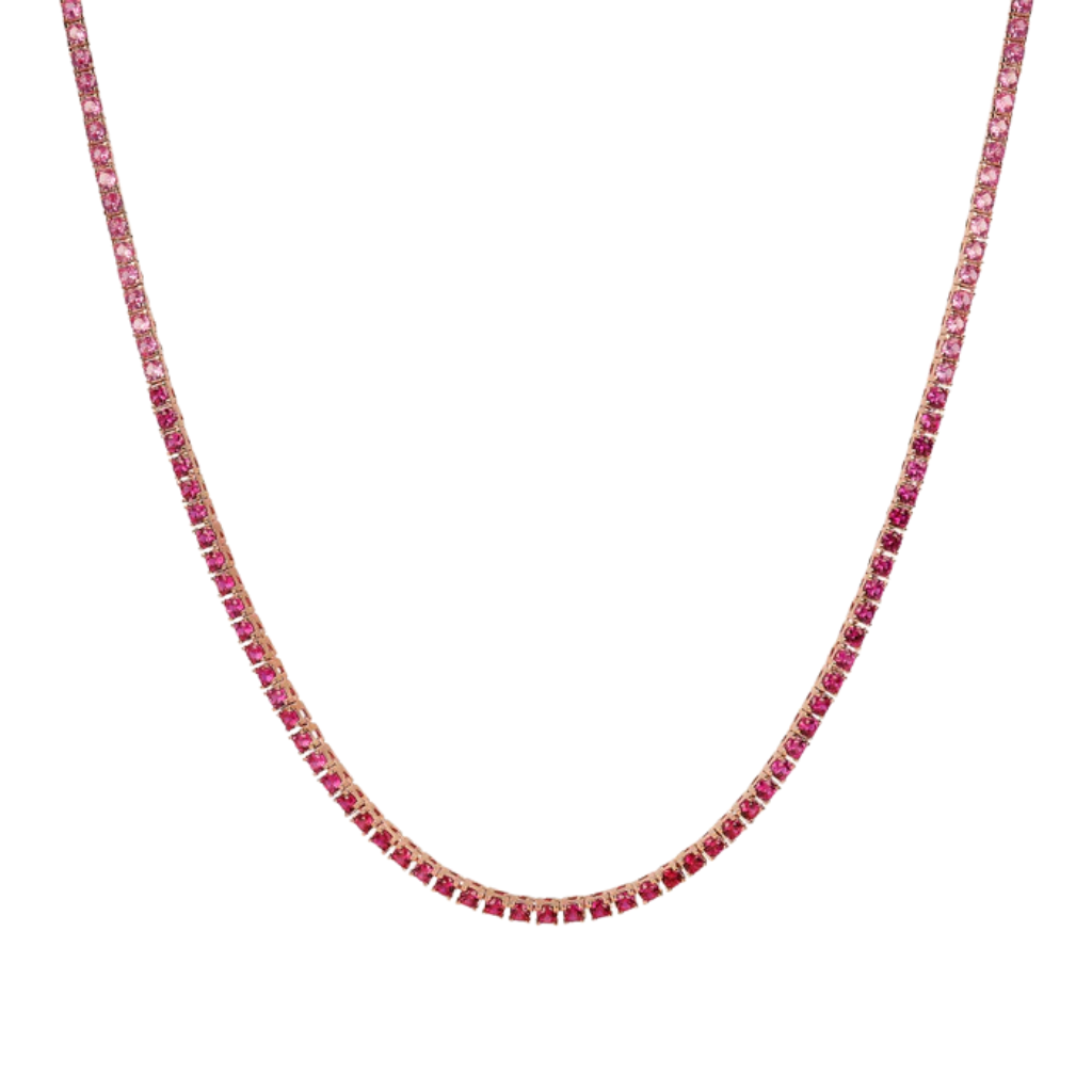 Bronzallure Tennis Necklace with Pink Dégradé Effect Cubic Zirconia