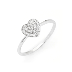 Amen Silver Ring with Pavé Heart
