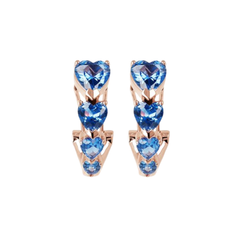 Bronzallure Four Hearts Earrings in Blue Cubic Zirconia