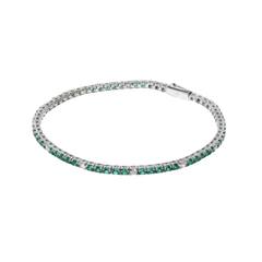 Albert M. Two-Tone Tennis Bracelet with Green and White Cubic Zirconia