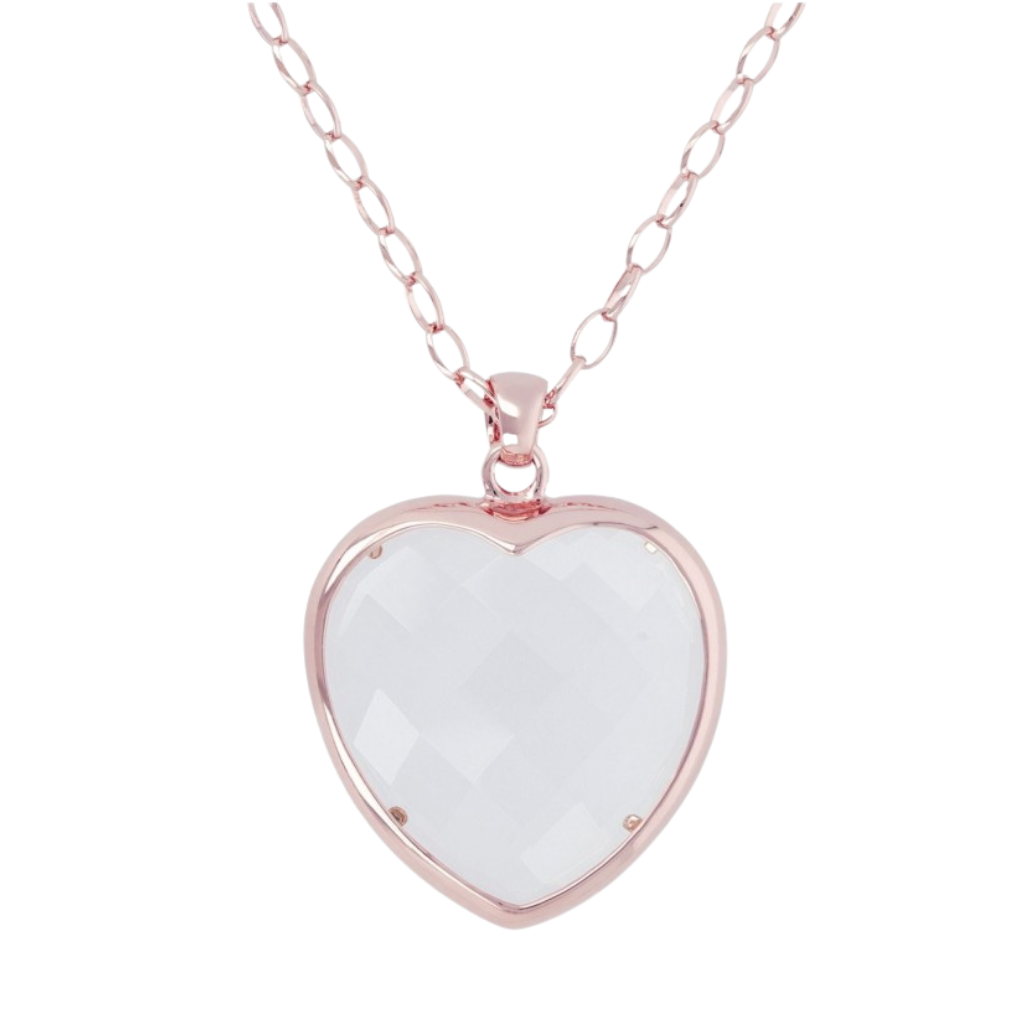 Collana Bronzallure Lunga Con Ciondolo Cuore In Quarzo Cristallo WSBZ00048LGC