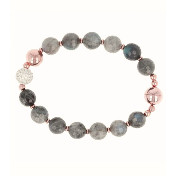 Pulsera Bronzallure en Rosa Dorada con Piedra Natural y Circonitas