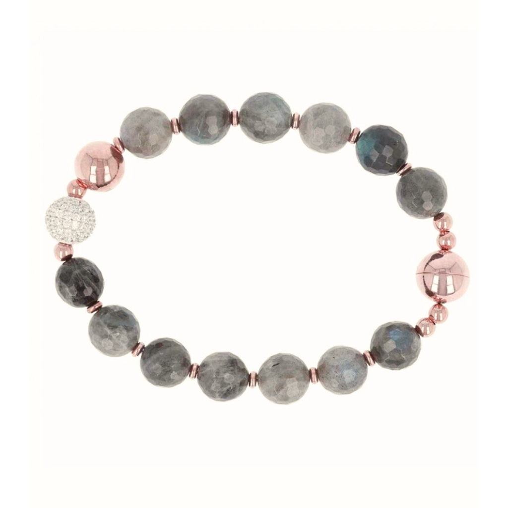 Pulsera Bronzallure en Rosa Dorada con Piedra Natural y Circonitas