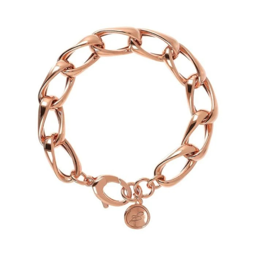 Bronzallure Graduated Bracelet with Shiny Twisted Links in Golden Rosé
