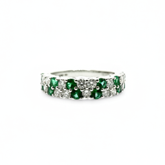 Giorgio Visconti White Gold Eternity Ring with 0.57 ct Emeralds and 0.51 ct Diamonds.