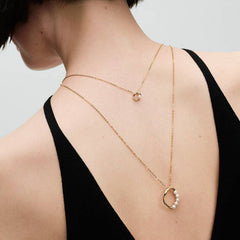 Pandora Wavy Circle Freshwater Cultured Pearl & Pavé Necklace 363303C01-45