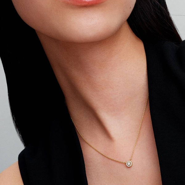 Collana Pandora Punto Luce E Pavè Placcata Oro Giallo 363548C01