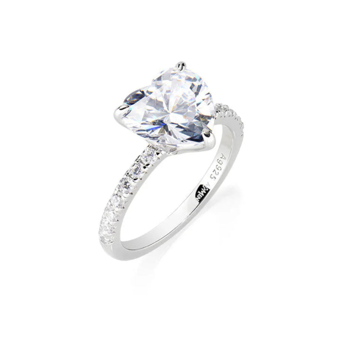 Anello Amen Solitario Pietra Zirconia Taglio Cuore RNUCUBBZ-14