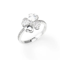 Amen Quadricuore Ring with White Zircons