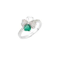 Anello Amen Quadricuore Con Zirconi Bianchi E Verdi RQUBV