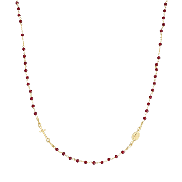 Collana Amen Rosario Girocollo Dorato Con Cristalli Colorati CROG