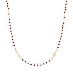 Amen Rosary Necklace Gold Choker with Black Crystals