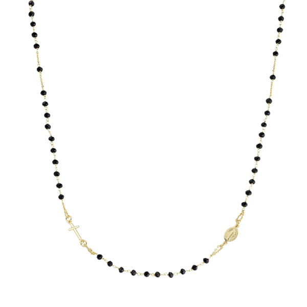 Collana Amen Rosario Girocollo Dorato Con Cristalli Colorati CROG