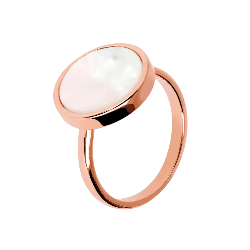 Bronzallure Cocktail Ring with Round White Mother of Pearl