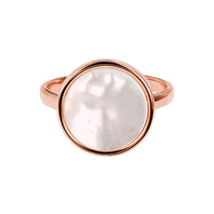 Bronzallure Cocktail Ring with Round White Mother of Pearl