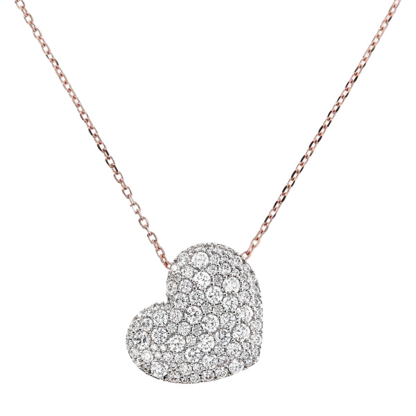 Collana Bronzallure Lunga Con Pendente Cuore Pavé In Cubic Zirconia -