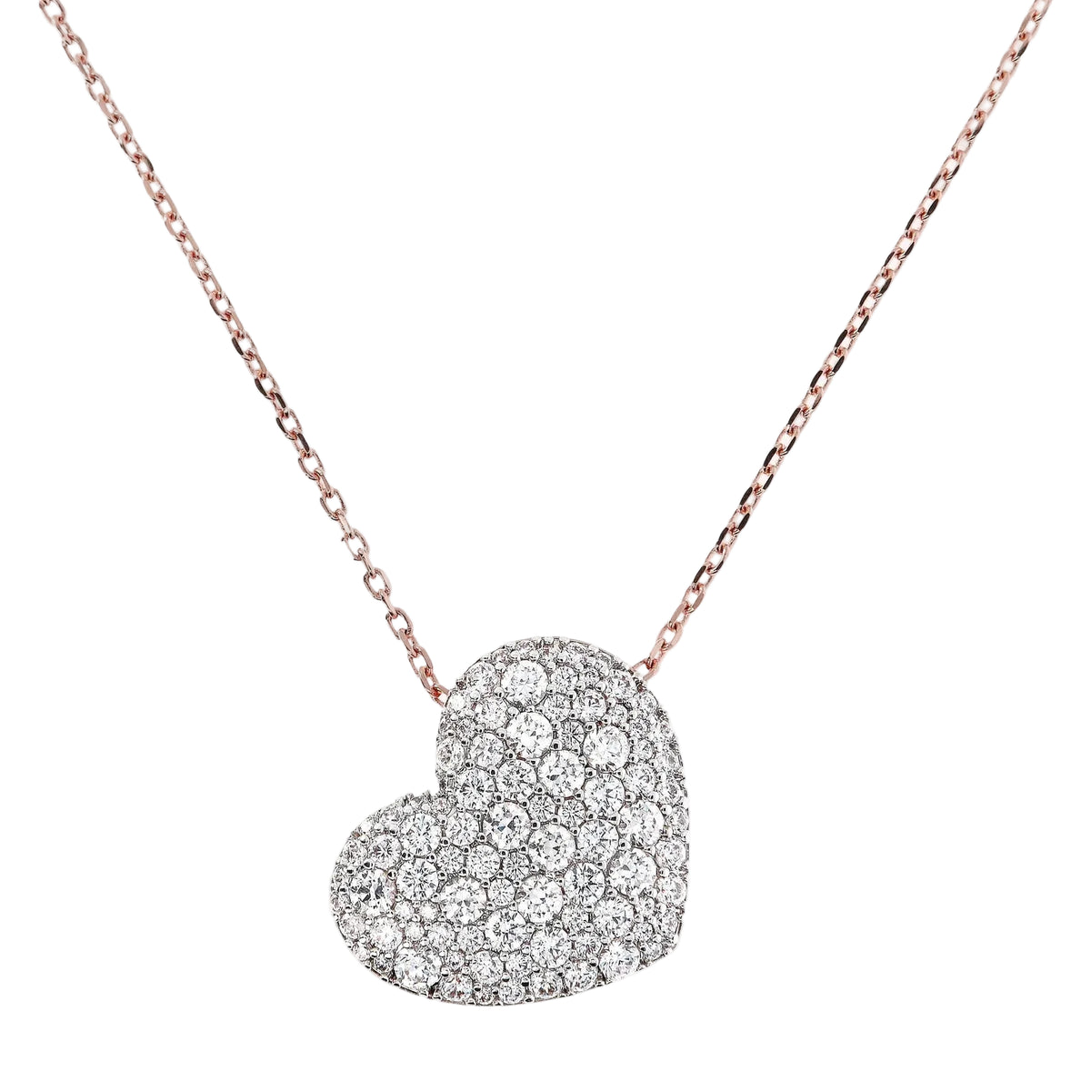 Bronzallure Long Necklace With Pavé Heart Pendant In Cubic Zirconia -