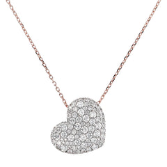Bronzallure Long Necklace With Pavé Heart Pendant In Cubic Zirconia -
