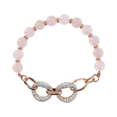 Bronzallure Bracelet in Golden Rose with Rose Quartz and Zircons