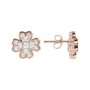 Pendientes Bronzallure de trébol de cuatro hojas con pavé de circonitas cúbicas
